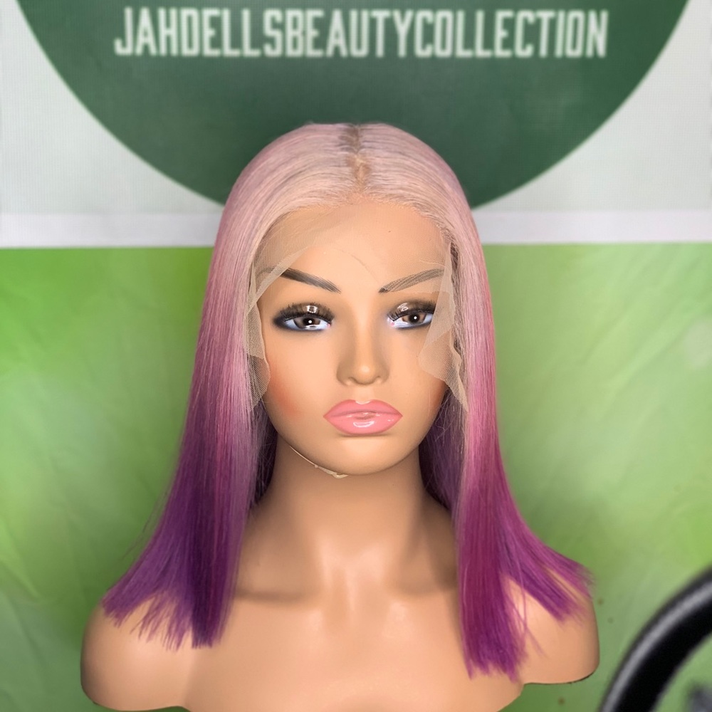 14” long bob transparent lace wig